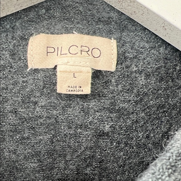 Anthropologie Pilcro merino wool Charcoal Gray Women's Button up cardigan sz L - Picture 6 of 8